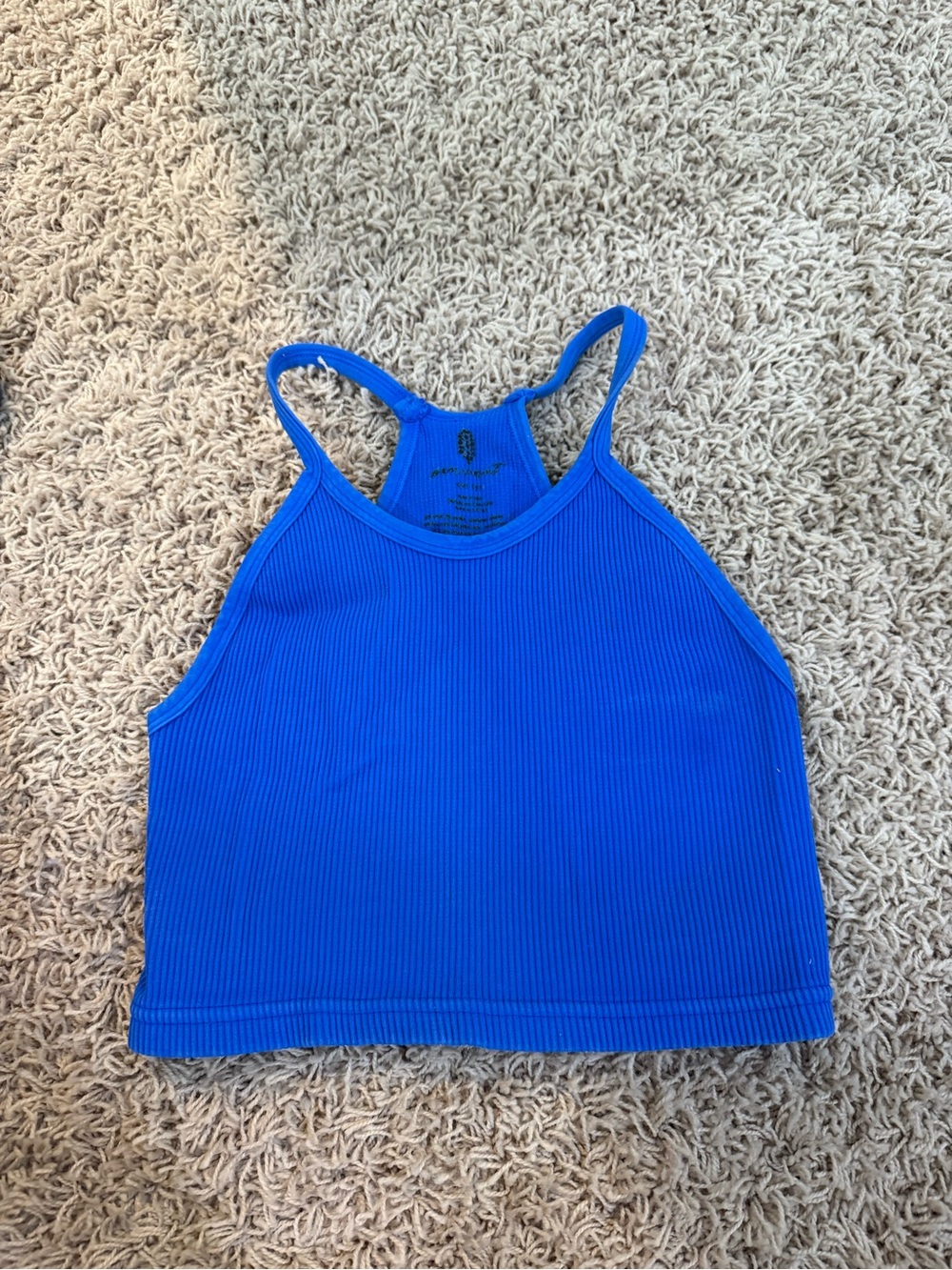 FP Movement by Free People Electric Blue Ribbed Racerback Crop Tank
